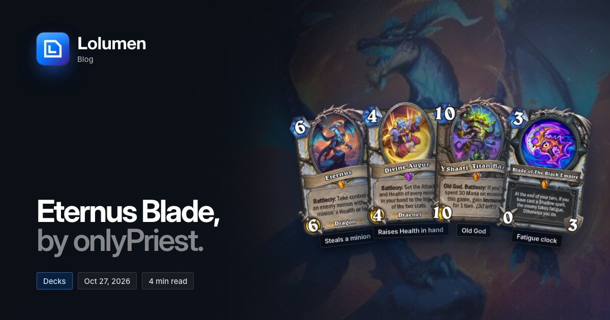Eternus, Divine Augur, Y'Shaarj, Titan Bane and Blade of The Black Empire, beside the title Eternus Blade, by onlyPriest.