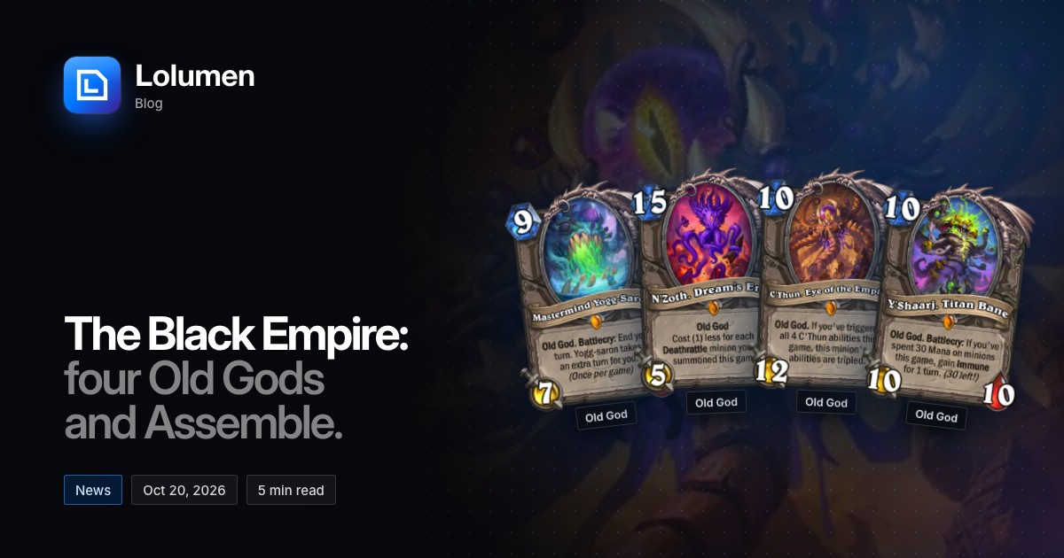 Mastermind Yogg-Saron, N’Zoth, Dream’s End, C’Thun, Eye of the Empire and Y’Shaarj, Titan Bane, each tagged Old God.