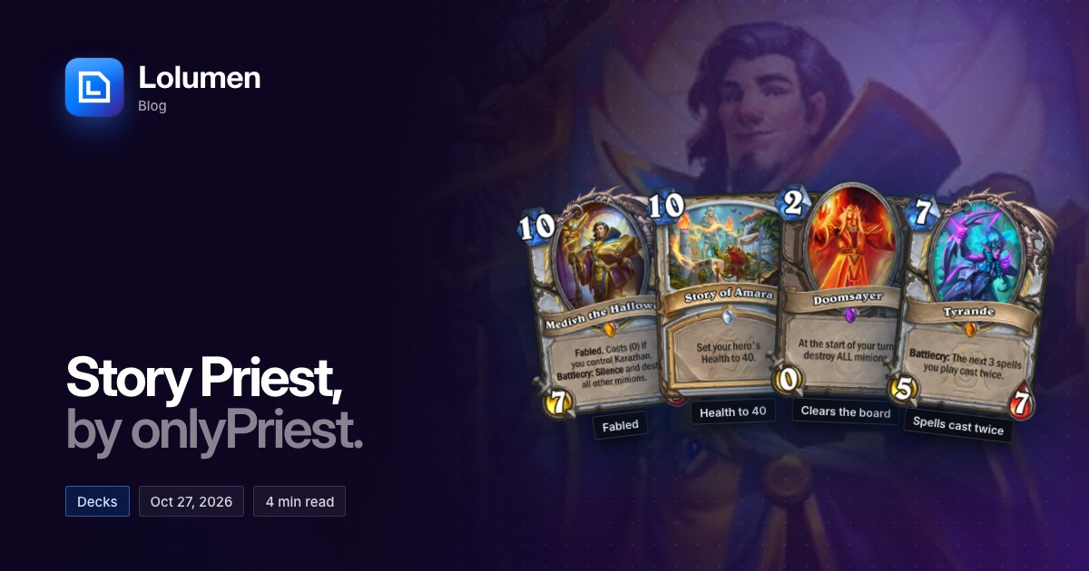 Medivh the Hallowed, Story of Amara, Doomsayer and Tyrande, beside the title Story Priest, by onlyPriest.