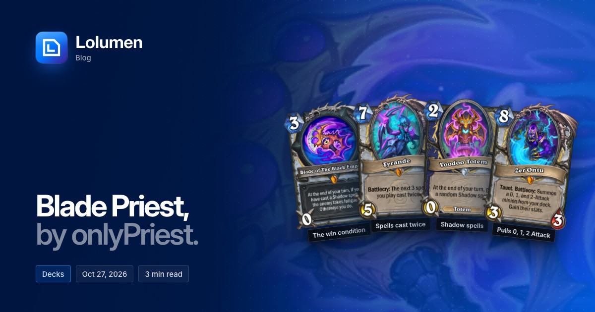 Blade of The Black Empire, Tyrande, Voodoo Totem and Zer'Ontu, beside the title Blade Priest, by onlyPriest.